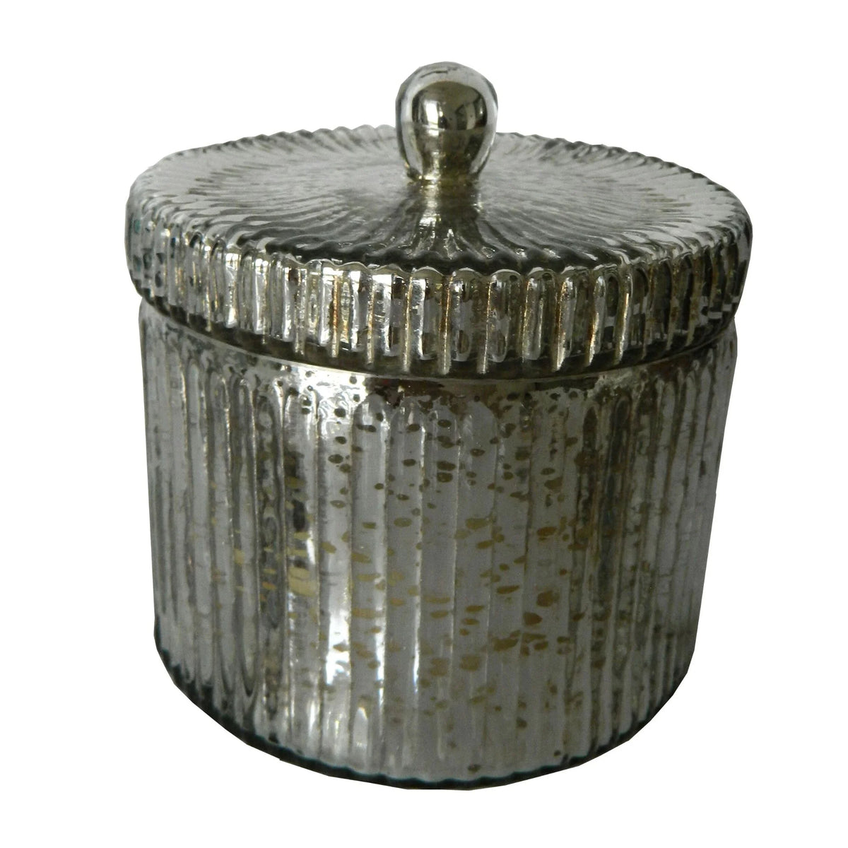 5" Silver Antique Earl Grey Scented Soy Wax Candle with Lid I6786