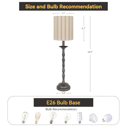 Black Scalloped Table Lamp with Bamboo Lamp Post H2170
