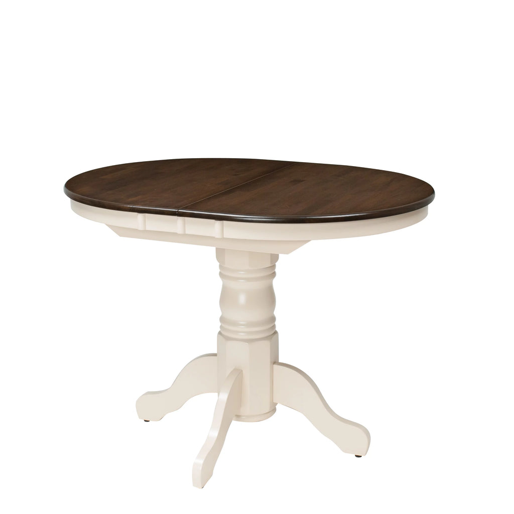 5 Piece Extendable Dark Brown and Cream Solid Wood Dining Set J1094