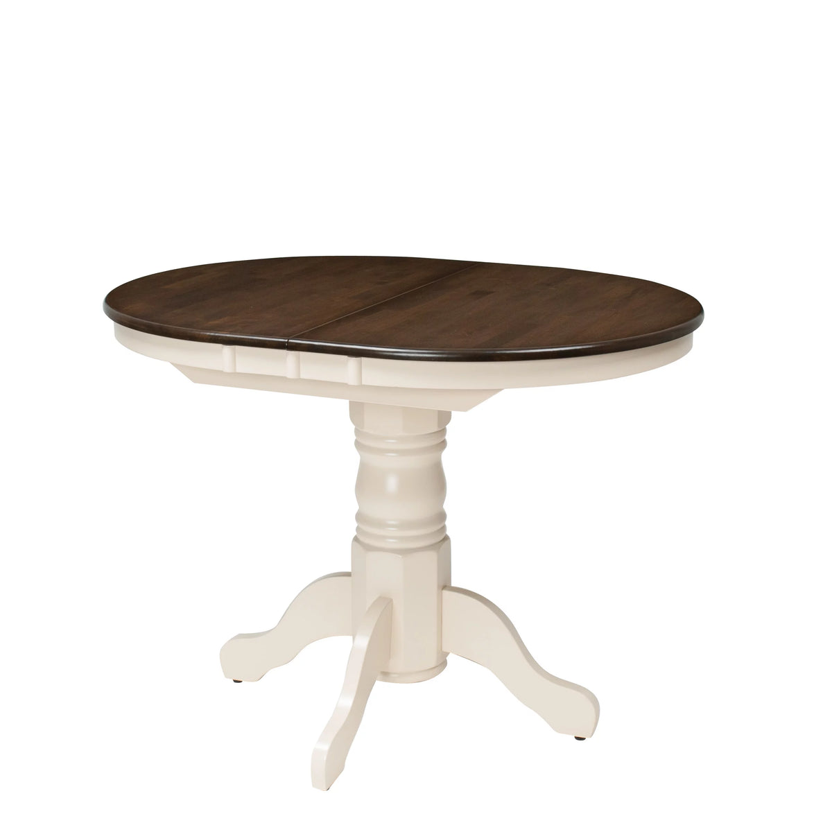 5 Piece Extendable Dark Brown and Cream Solid Wood Dining Set J1094