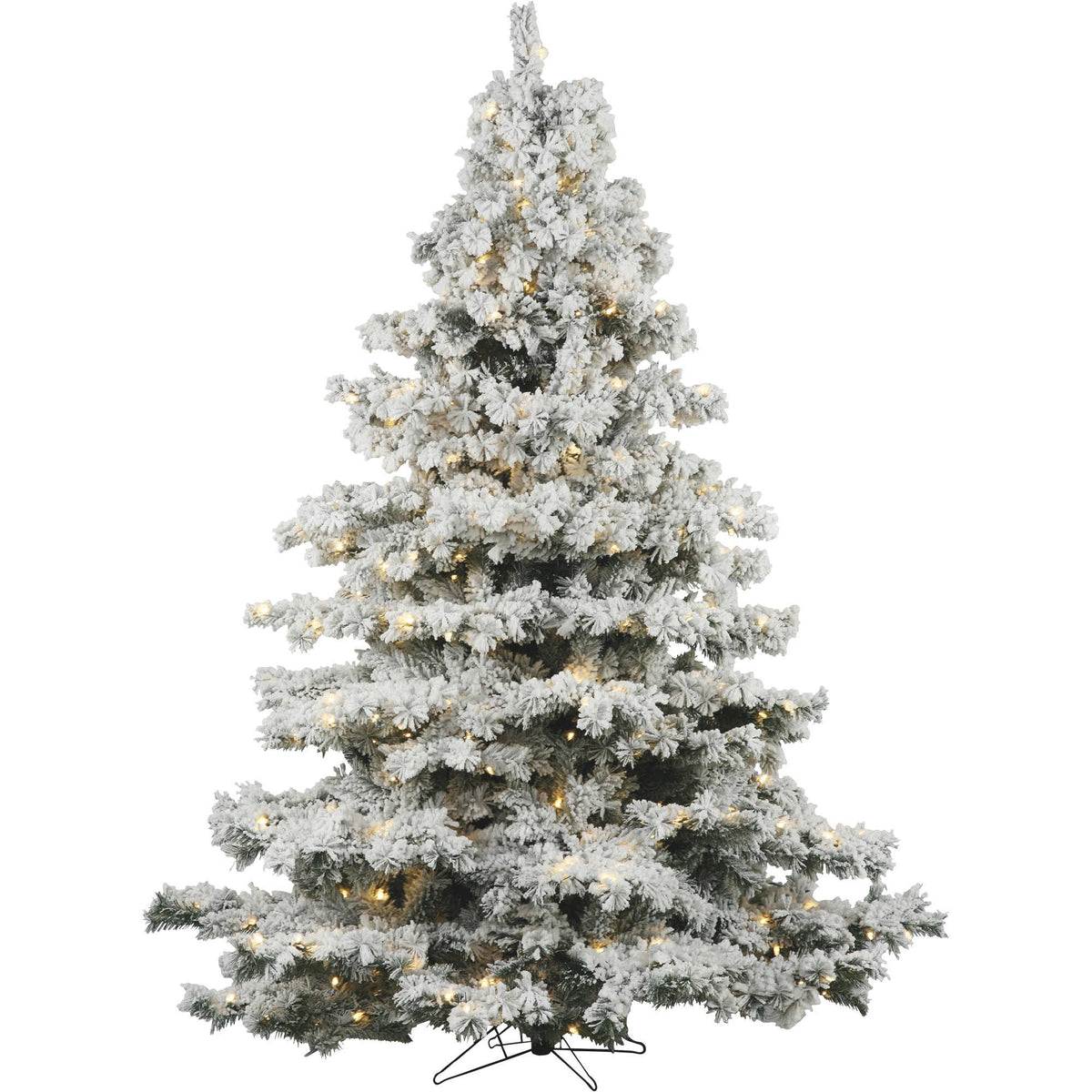 7.5 ft Flocked Alaskan Tree with 900 Warm White LED Lights T4549