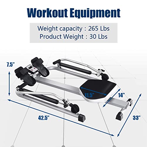 Hydraulic Rowing Machine with LCD Monitor and Adjustable Resistance N702530