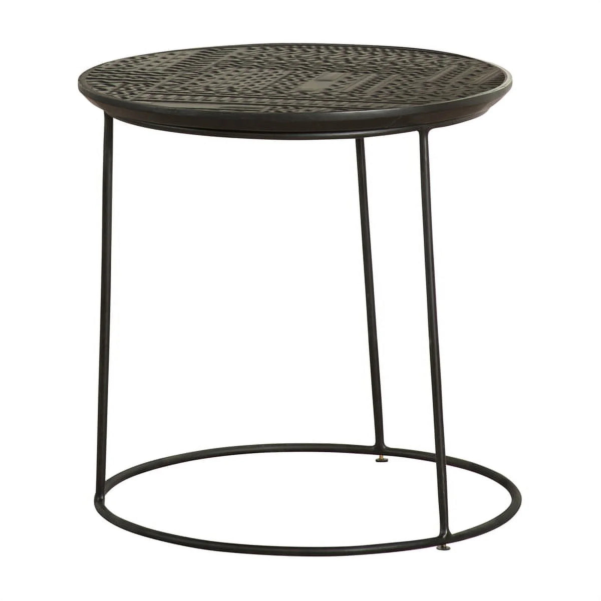 Round Wood Top Nesting Table in Matte Black A273472