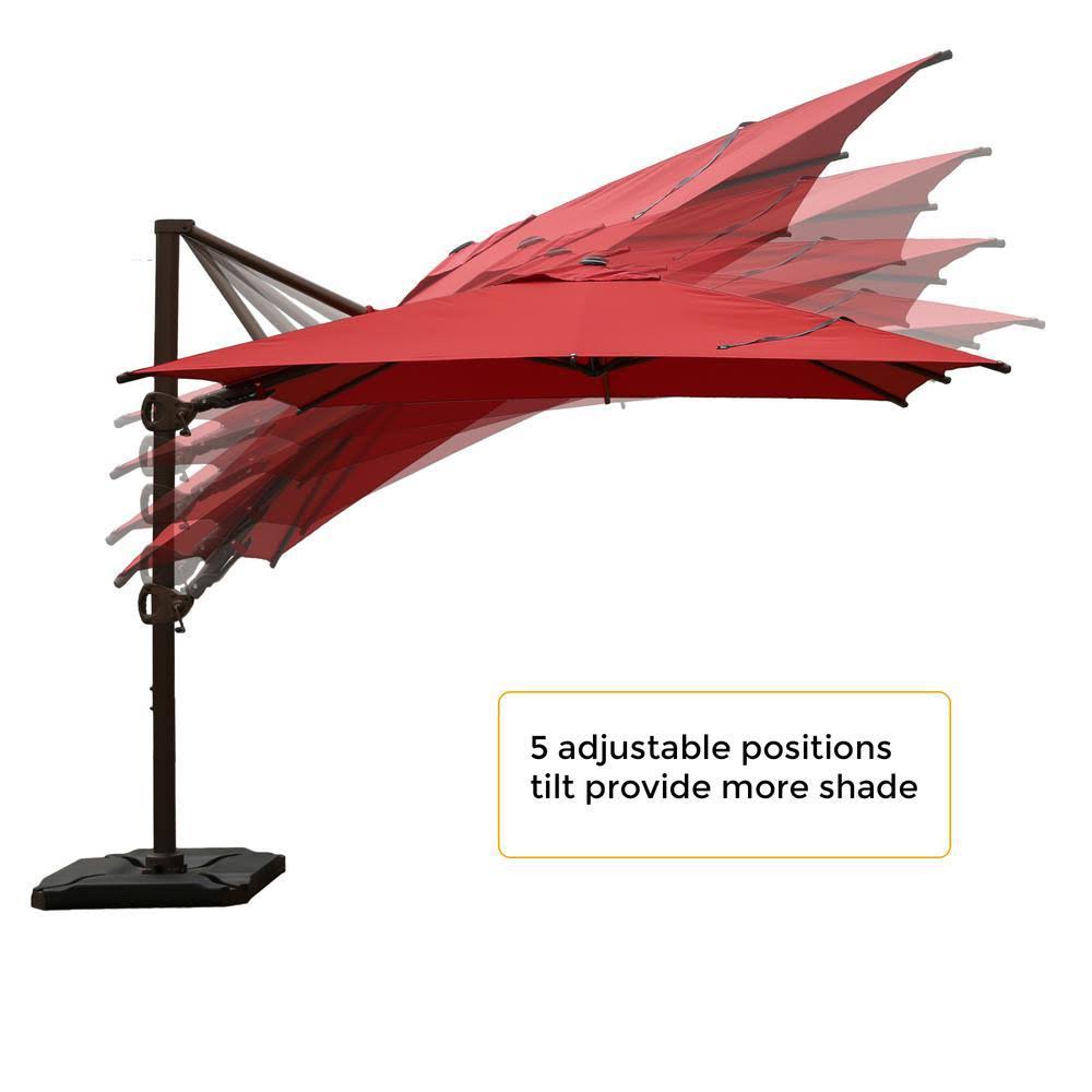 10 ft. x 10 ft. 360-Degree Rotating Aluminum Cantilever Patio Umbrella with Base Weight in Dark Red S69428