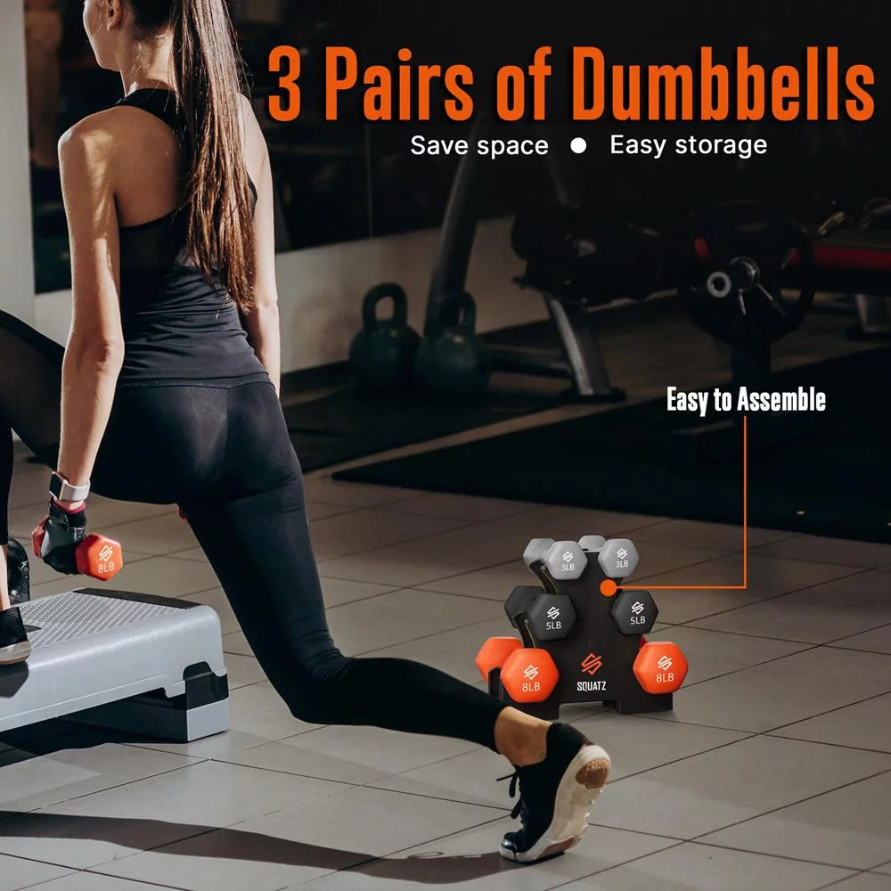 Neoprene Coated Dumbbell Weights Set with Stand G7322