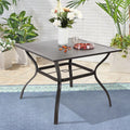 Metal Steel Slat 37 inch Dining Table with Umbrella Hole M417634