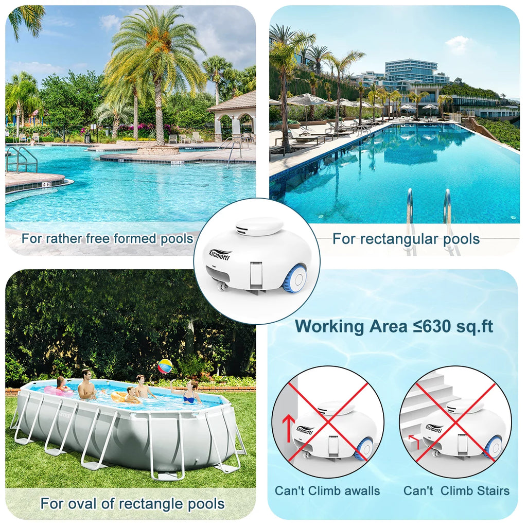 Cordless Robotic Pool Vacuum Cleaner 7500mAh Rechargeable IPX8 Waterproof O311