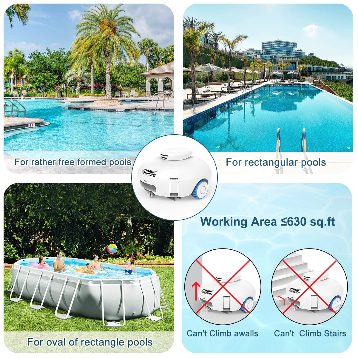 Cordless Robotic Pool Vacuum Cleaner 7500mAh Rechargeable IPX8 Waterproof O311