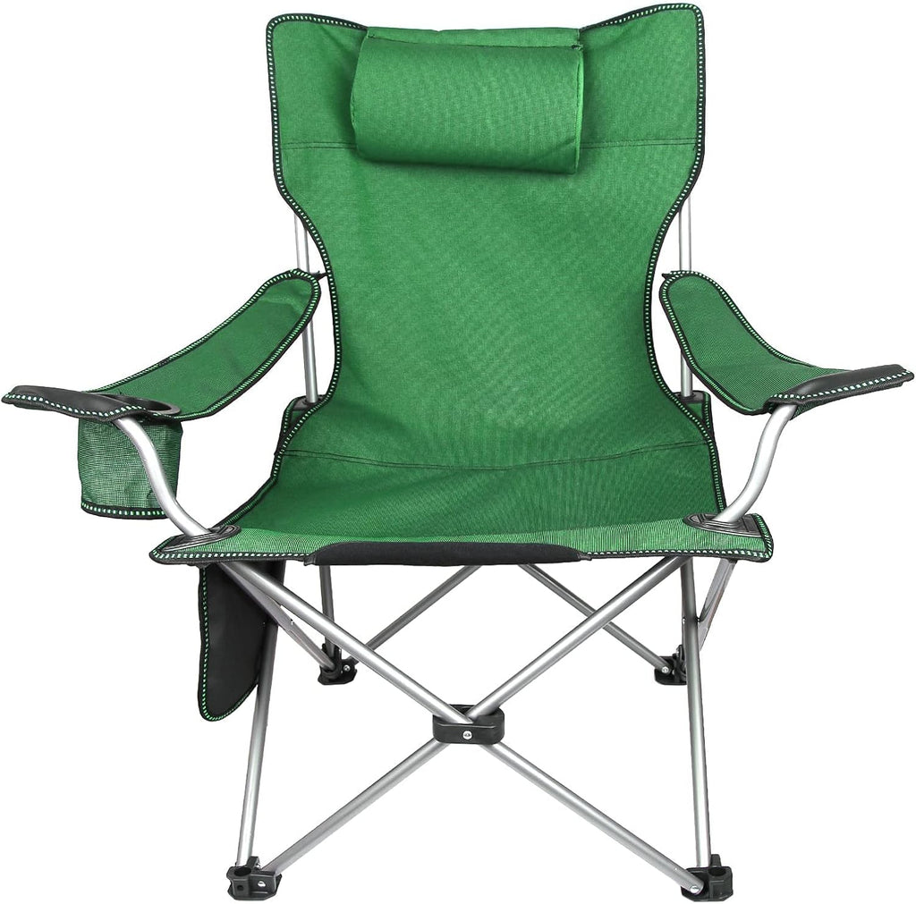 Blue Folding Adjustable Recliner Camping Chair with Headrest & Cup Holders & Side Pocket K14117