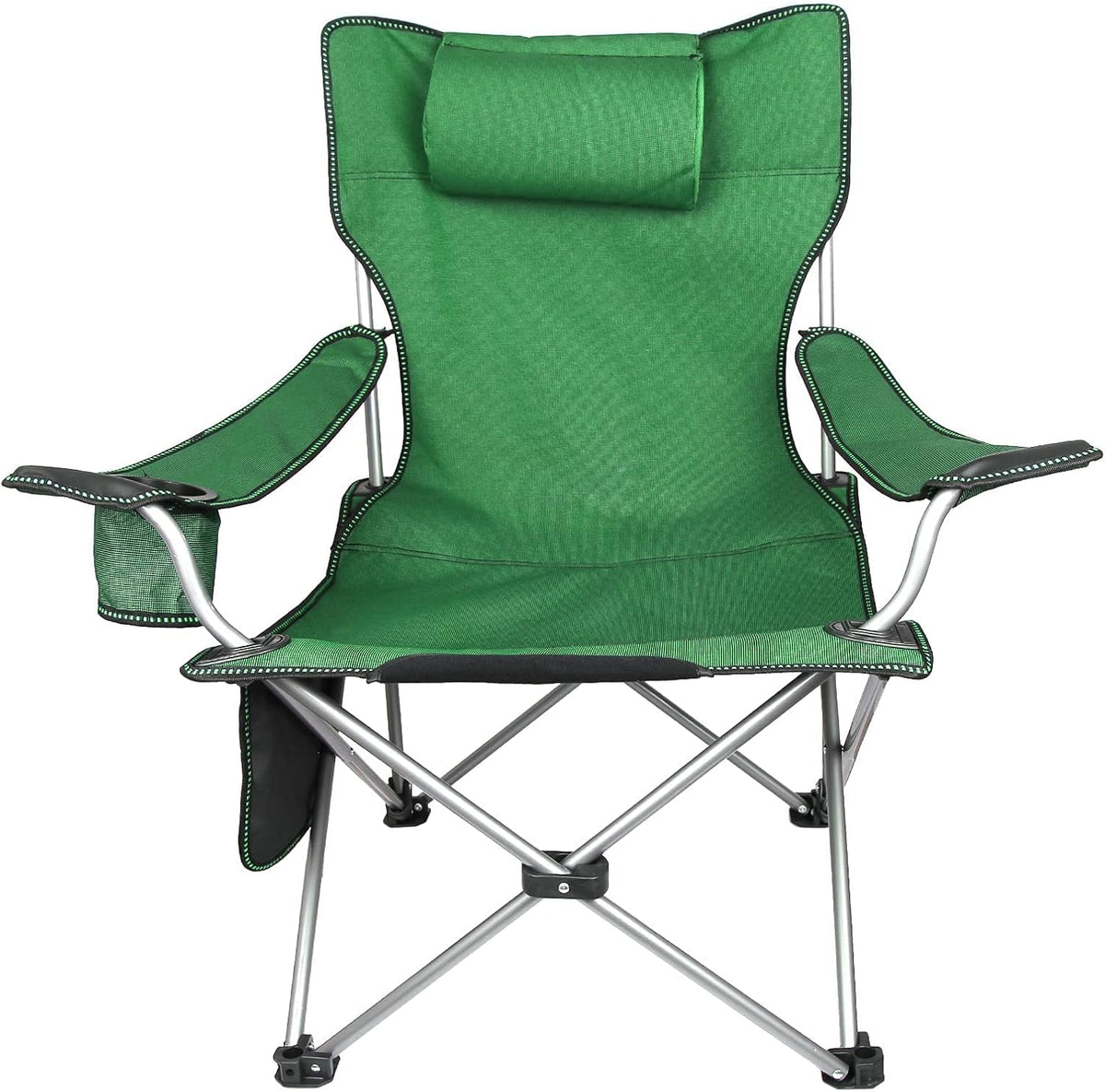 Blue Folding Adjustable Recliner Camping Chair with Headrest & Cup Holders & Side Pocket K14117