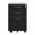 Black Metal 3-Drawer Mobile Filing Cabinet J120342