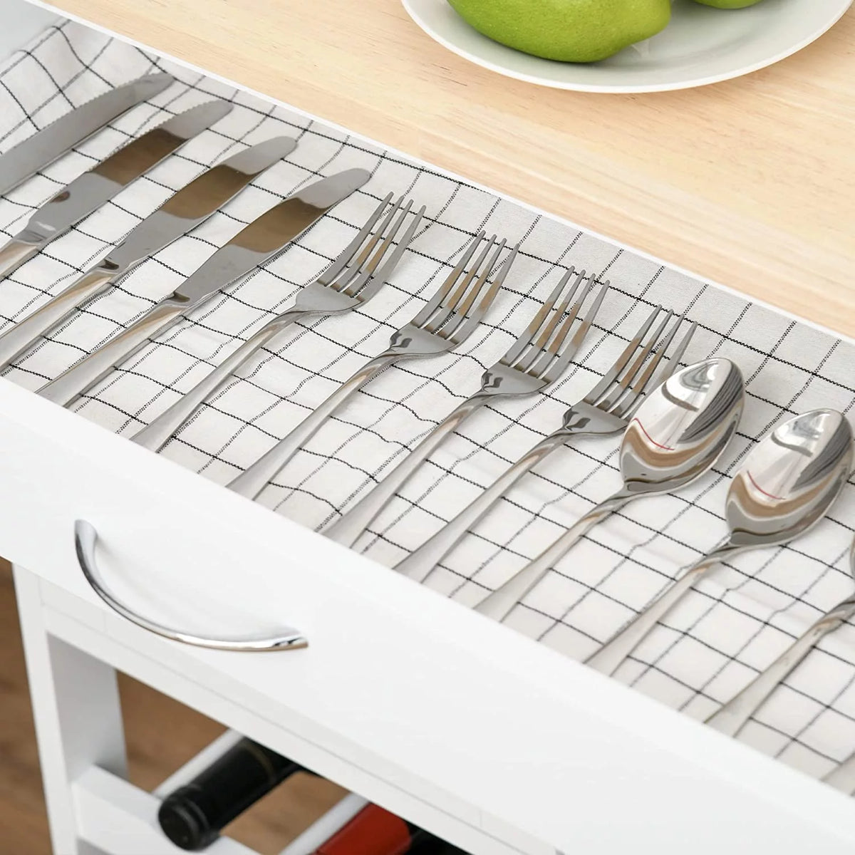 Rolling Kitchen Island with Wine Rack and Drawer B137