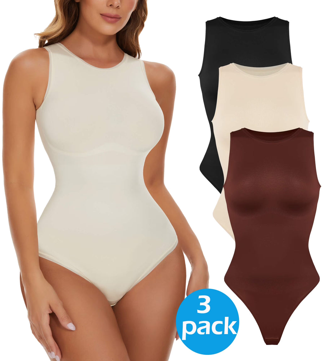 3 Packs Sleeveless Seamless Shapewear Bodysuits Z183807