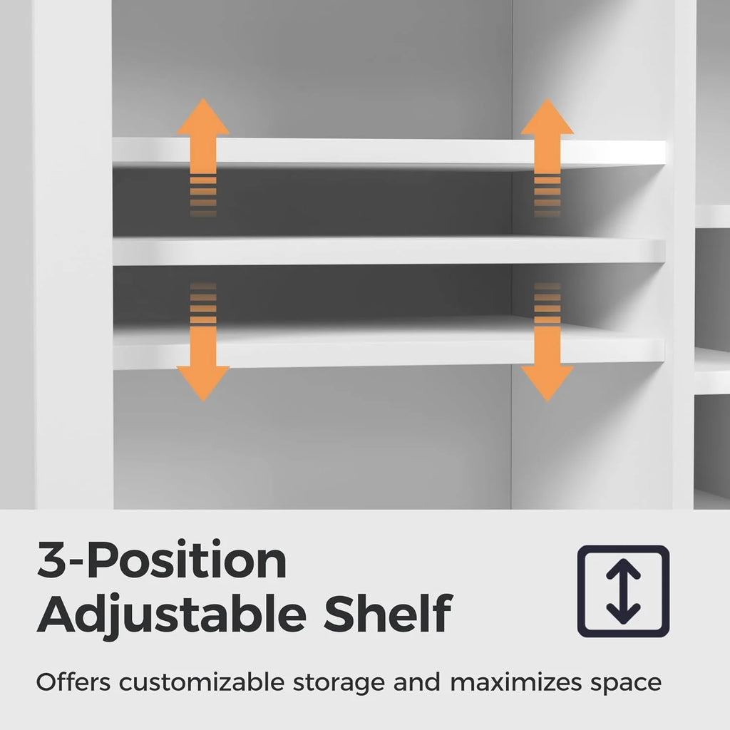 52" White Storage Cabinet with Wine Rack & Drawers G854