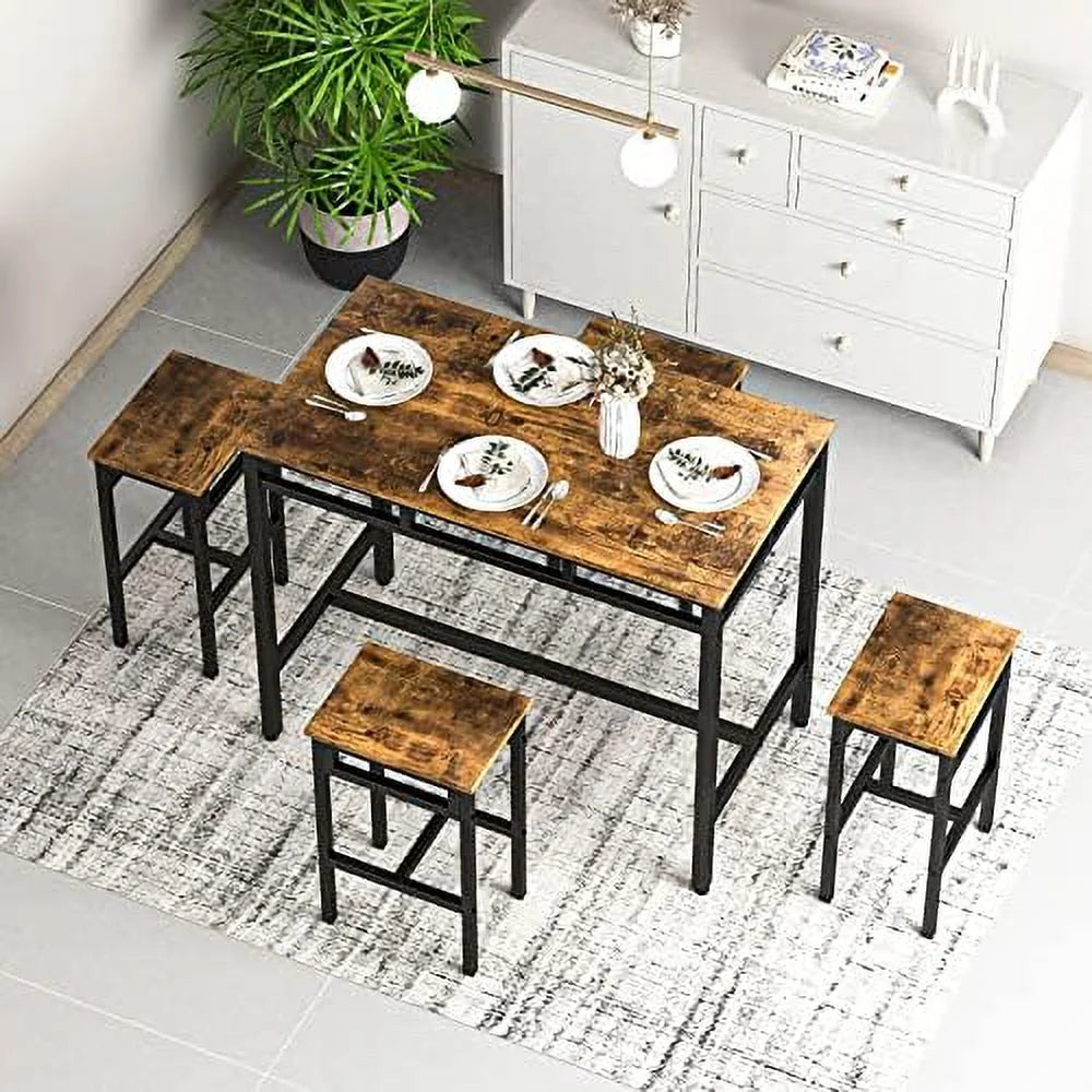 5 Piece Metal and Wood Dining Table and Chairs Set G942