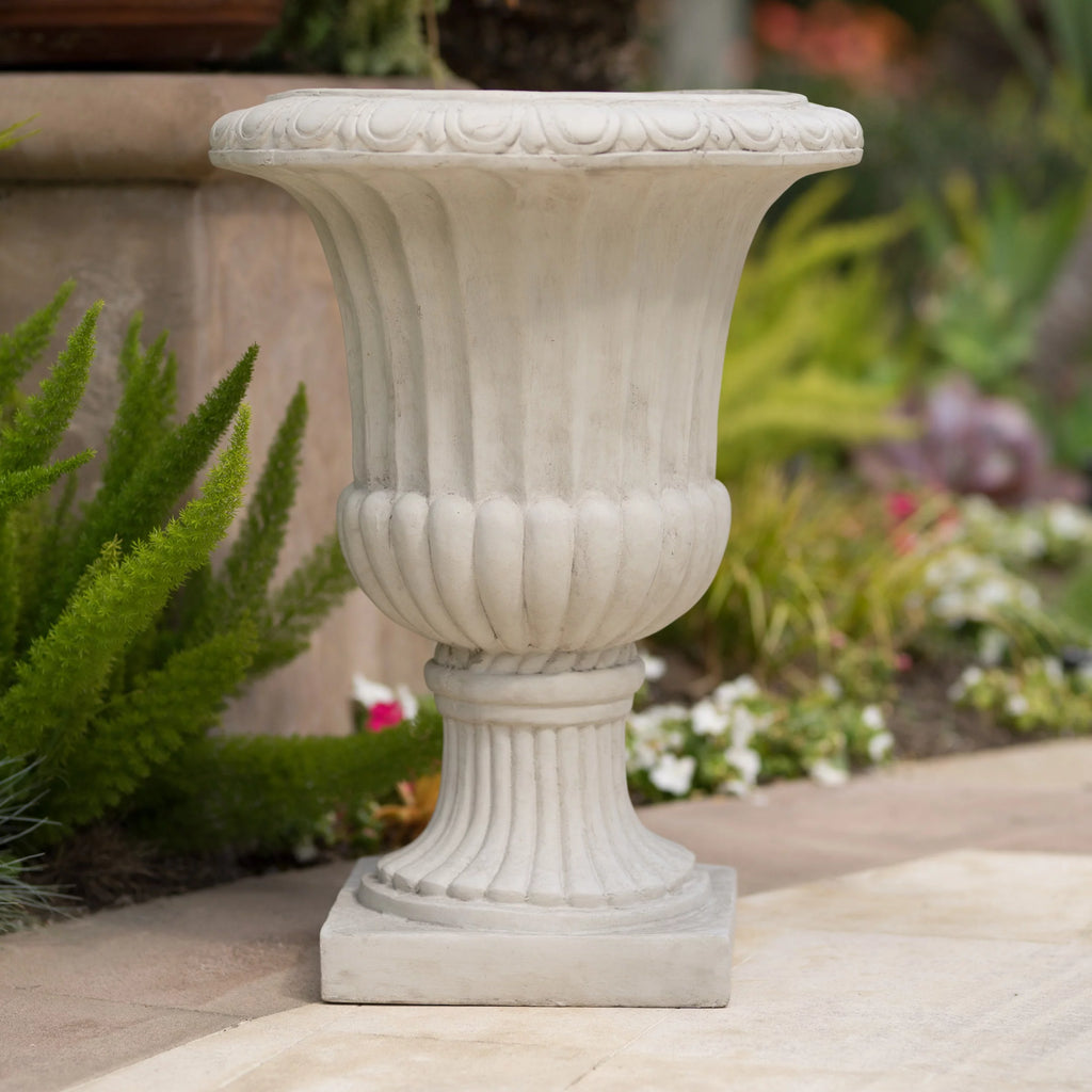 Antique White Concrete Urn Planter M215611