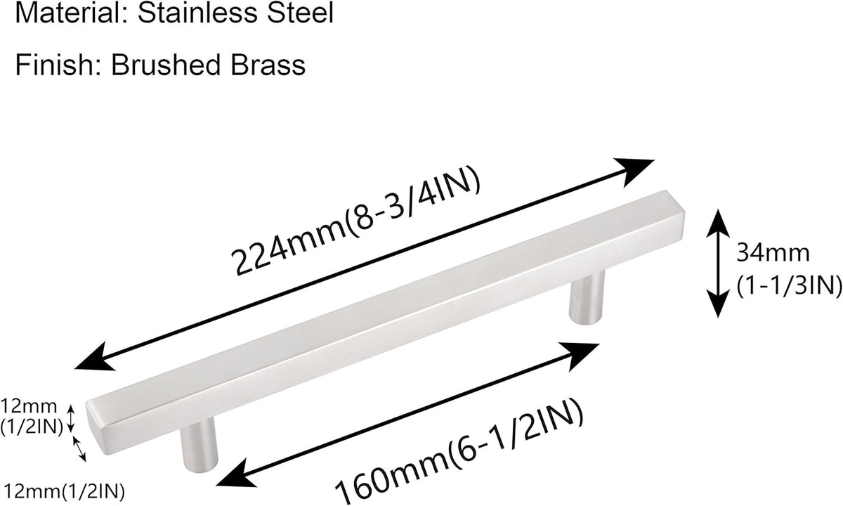 Silver Brushed Nickel 5 Pack Cabinet Pulls 224mm Total Length L123