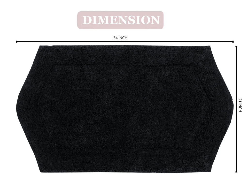 100% Cotton Tufted Non-Slip Bath Rug, 21"x34" Black N493