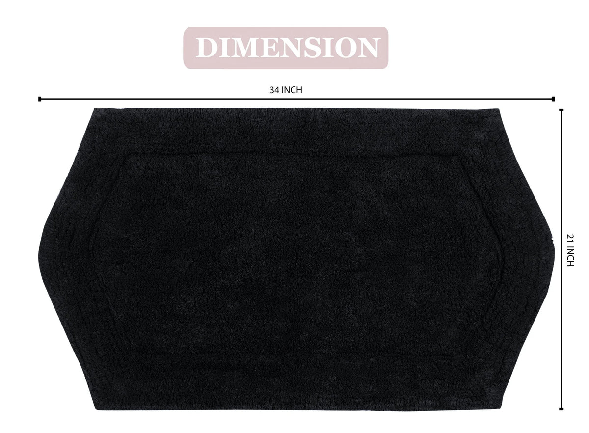100% Cotton Tufted Non-Slip Bath Rug, 21"x34" Black N493