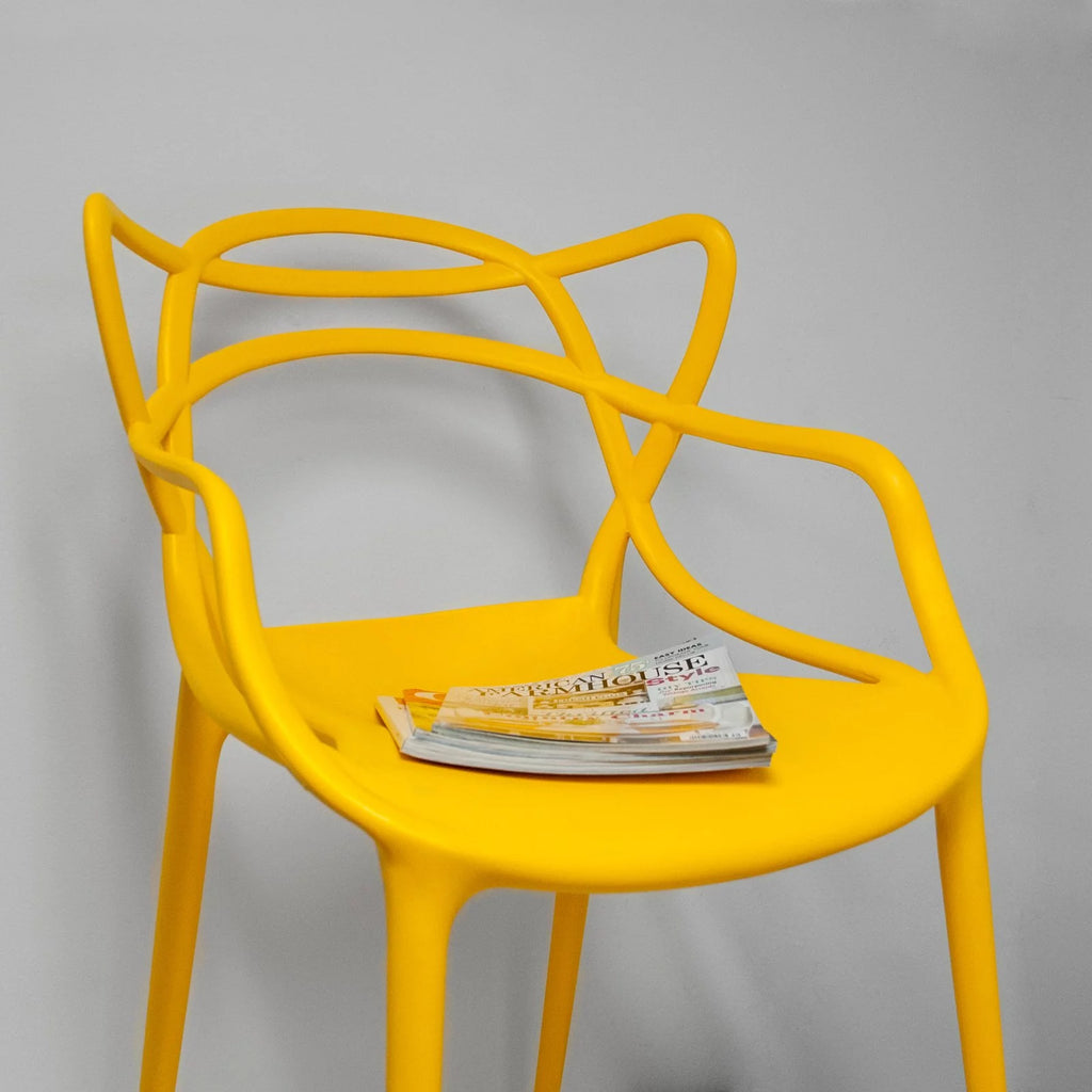 Yellow Molded Plastic Dining Chair Set of 2 R37799