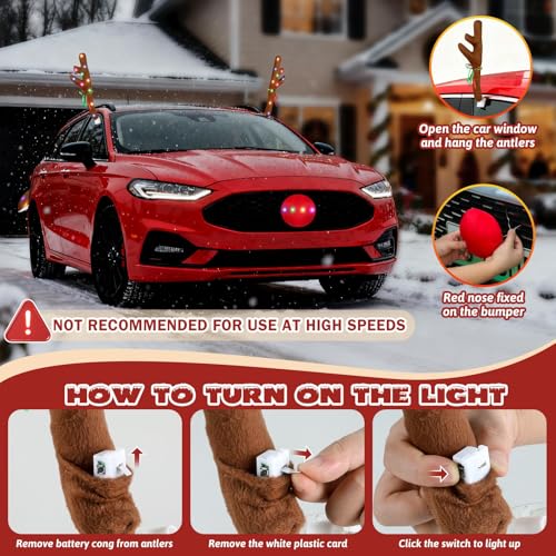 Car Reindeer Antlers & Nose with Lights D998