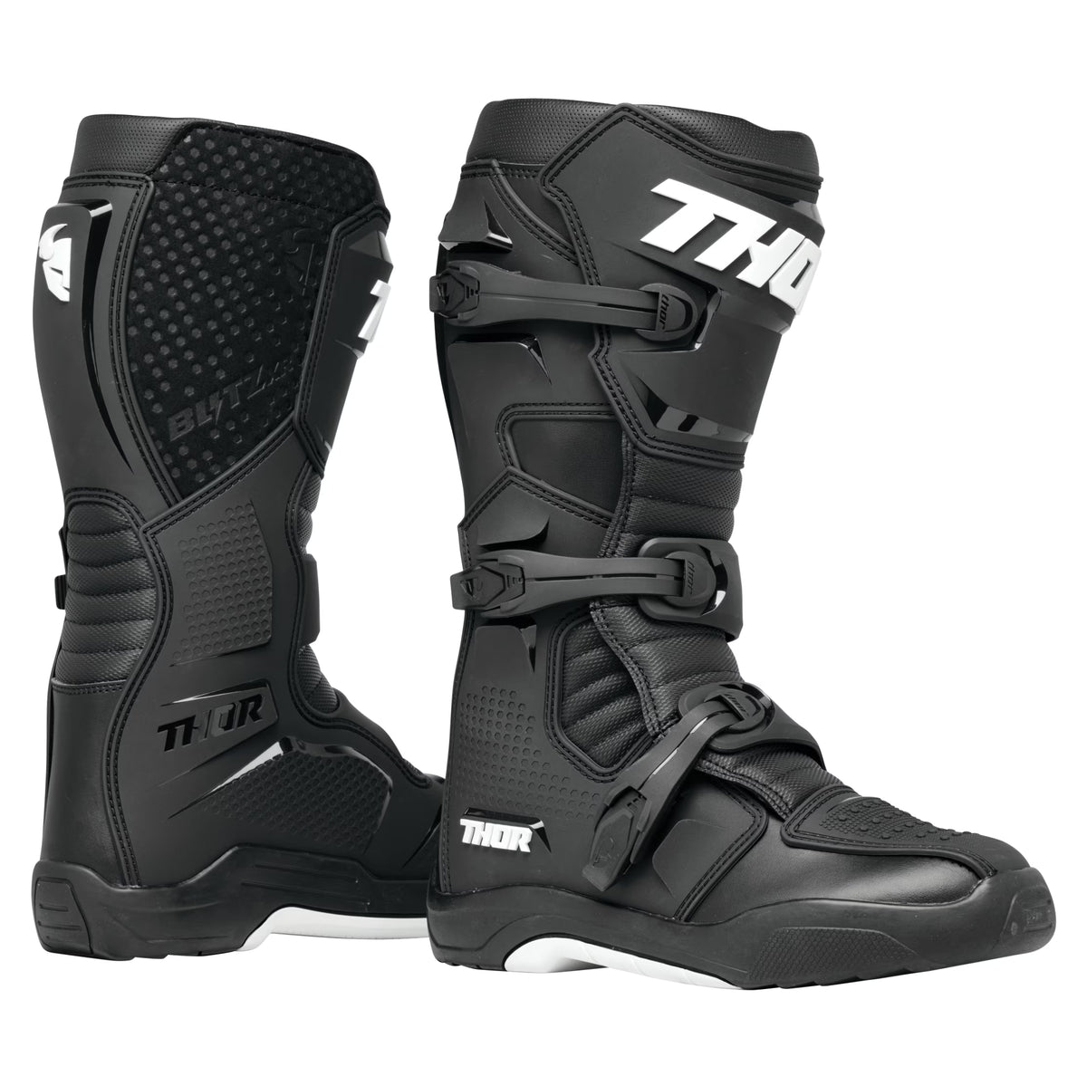 Black/White Motocross Offroad Riding Boots T563
