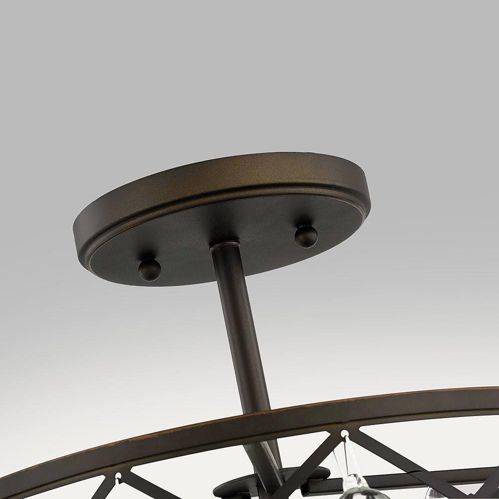 Aged Bronze Semi Flush Mount with Crystal Globes N592