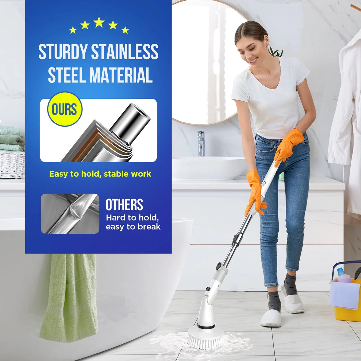 Cordless Electric Spin Scrubber with 4 Heads D7466