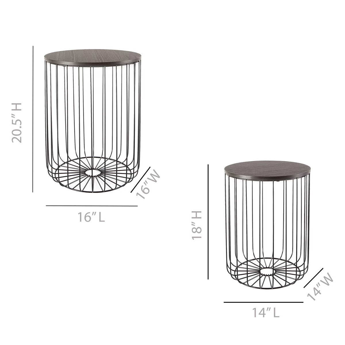 Set of 2 Walnut Finish Nesting Tables K968072