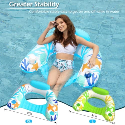 Inflatable Pool Float Chair 2 Pack with Cup Holders S3192