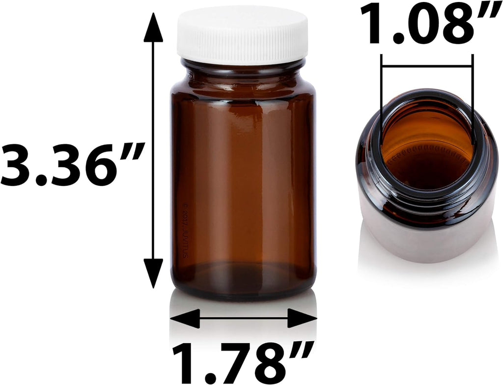 Amber Glass Wide Mouth Packer Bottle With White Ribbed Lid (6 Pack) V400860