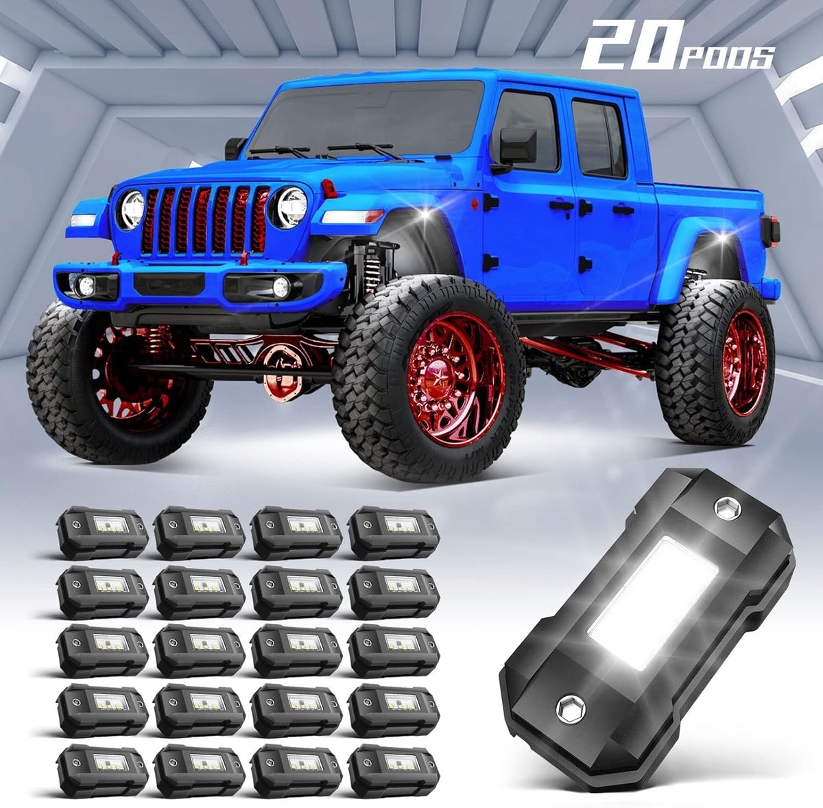 White 12 Pod Waterproof LED Rock Lights H2224