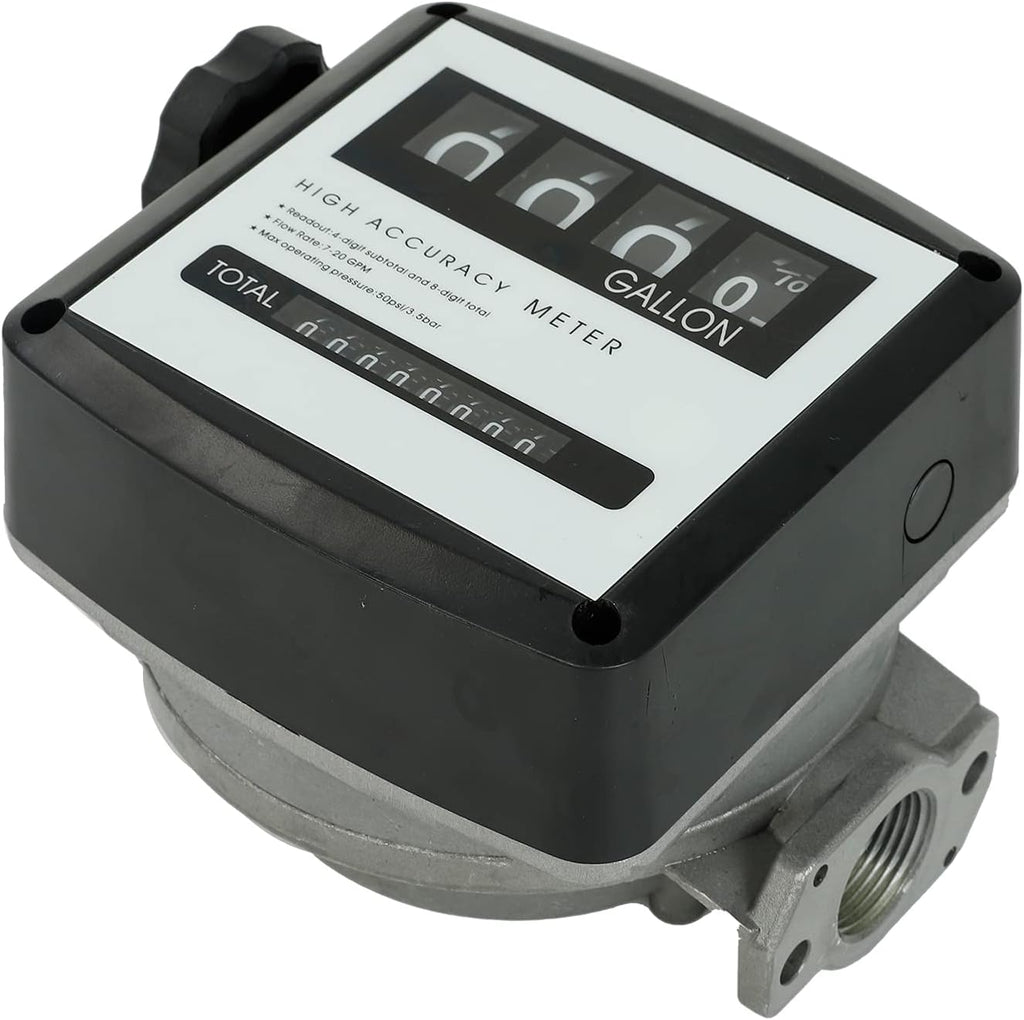 Mechanical Fuel Flow Meter 7-20 GPM 4-Digital Batch Display 50 PSI Pack of 2 Y6913