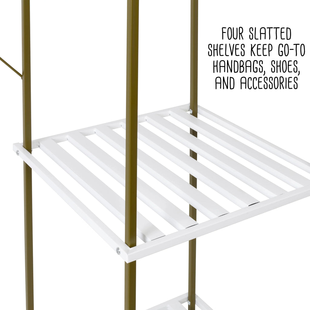 Freestanding Open Metal Closet Wardrobe with 4 Shelves C904652