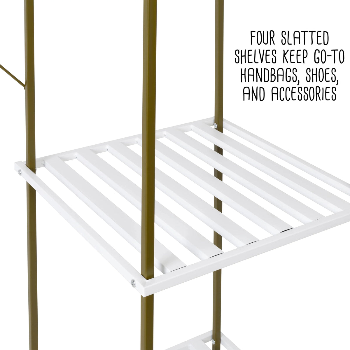 Freestanding Open Metal Closet Wardrobe with 4 Shelves C904652