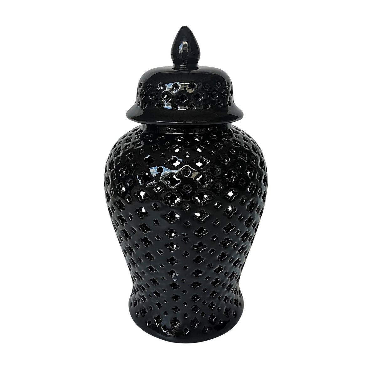 Black Cut-Out Clover Temple Jar G372