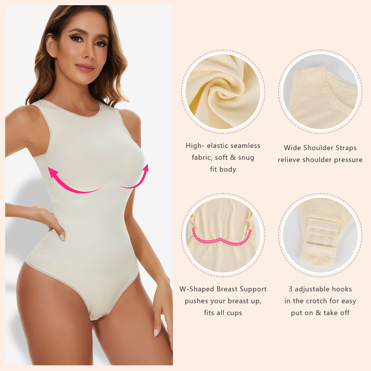 3 Packs Sleeveless Seamless Shapewear Bodysuits Z183807