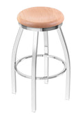 Chrome Finish Bar Stool with Natural Oak Seat and 360 Swivel Y610796