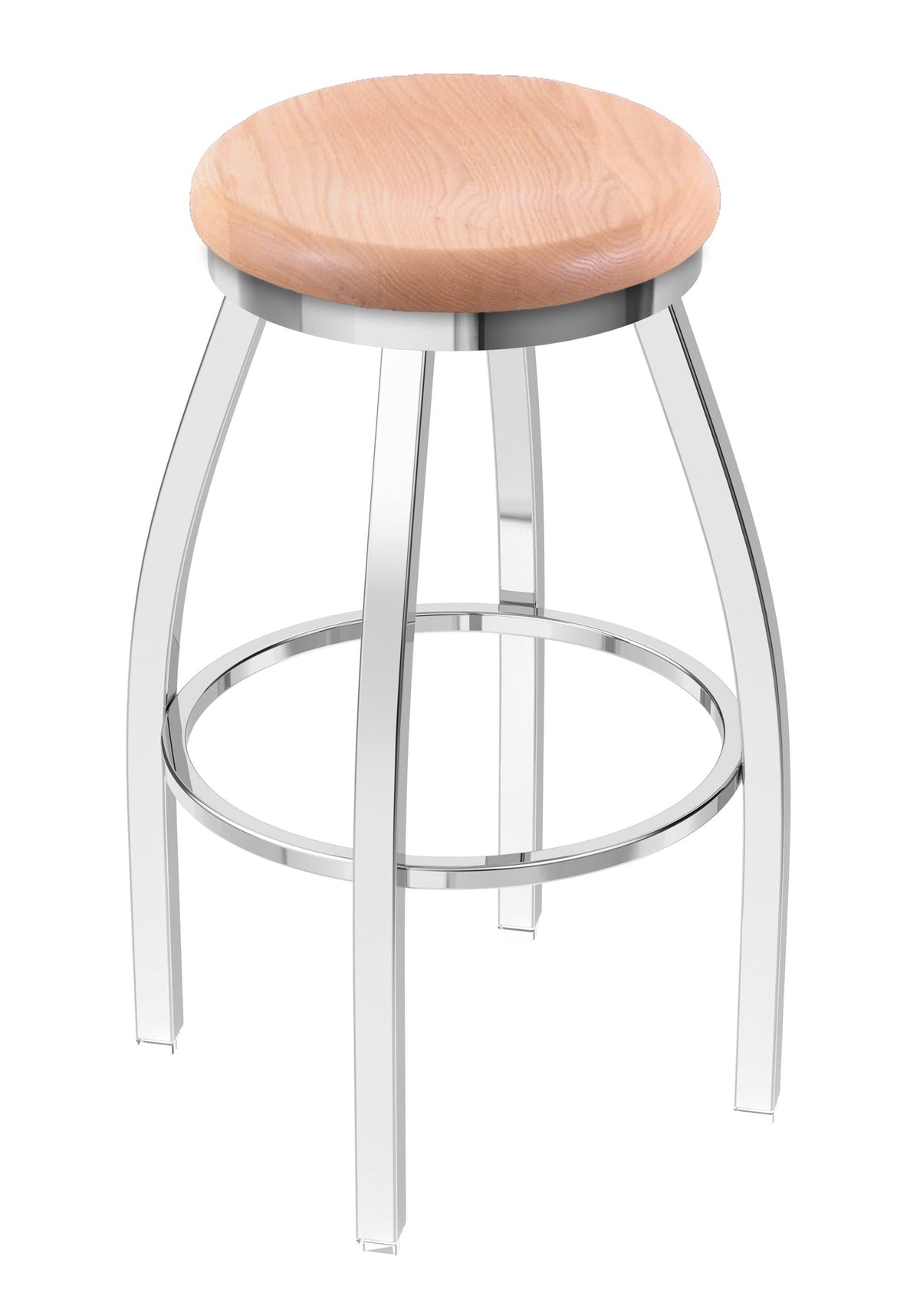 Chrome Finish Bar Stool with Natural Oak Seat and 360 Swivel Y610796