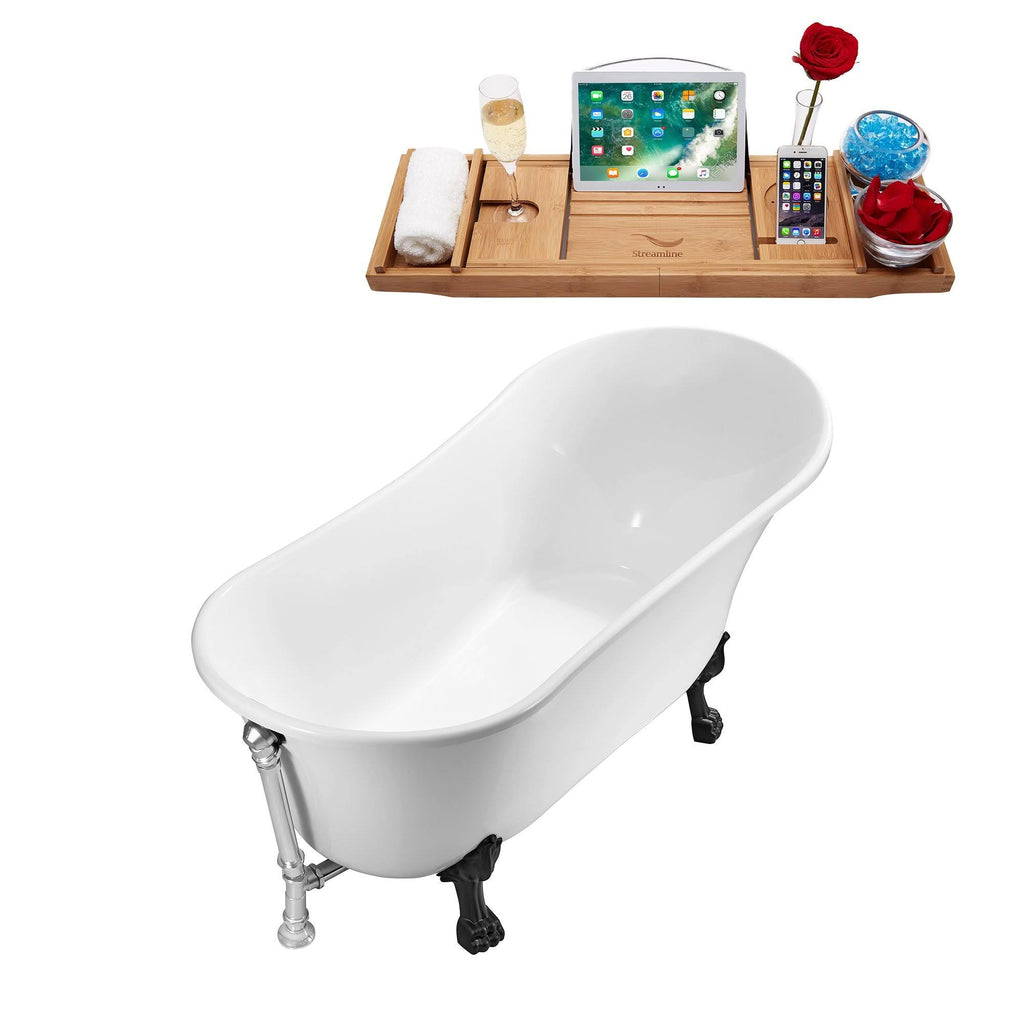White Soaking Clawfoot Tub with External Drain I233820