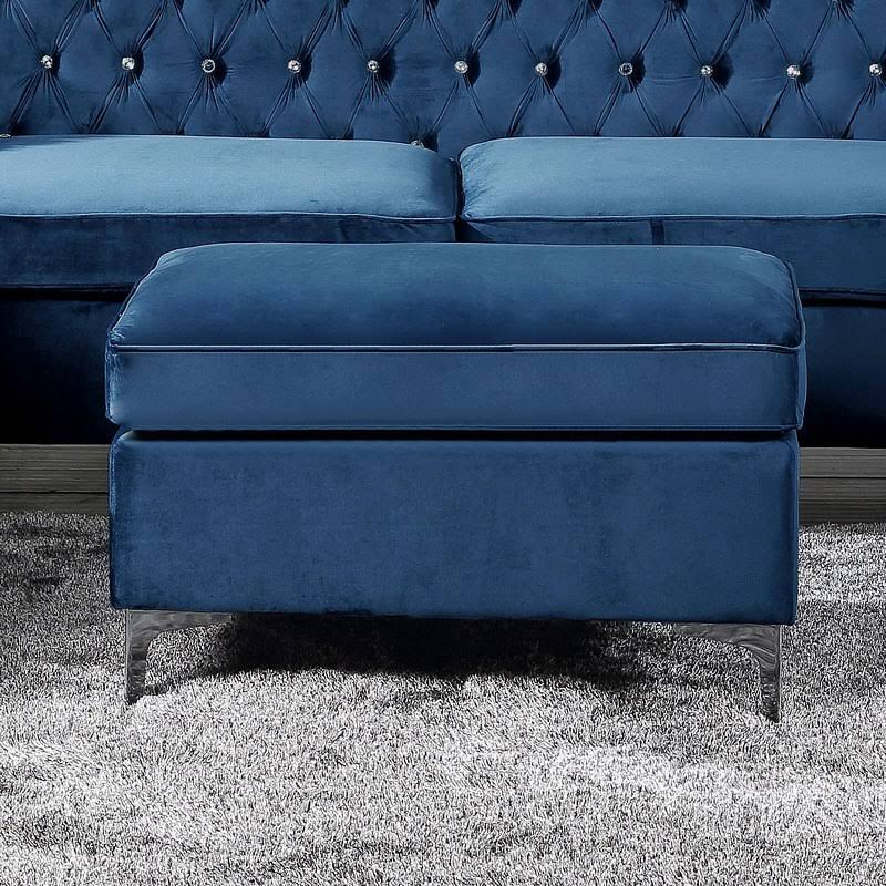 Blue Velvet Ottoman G8091