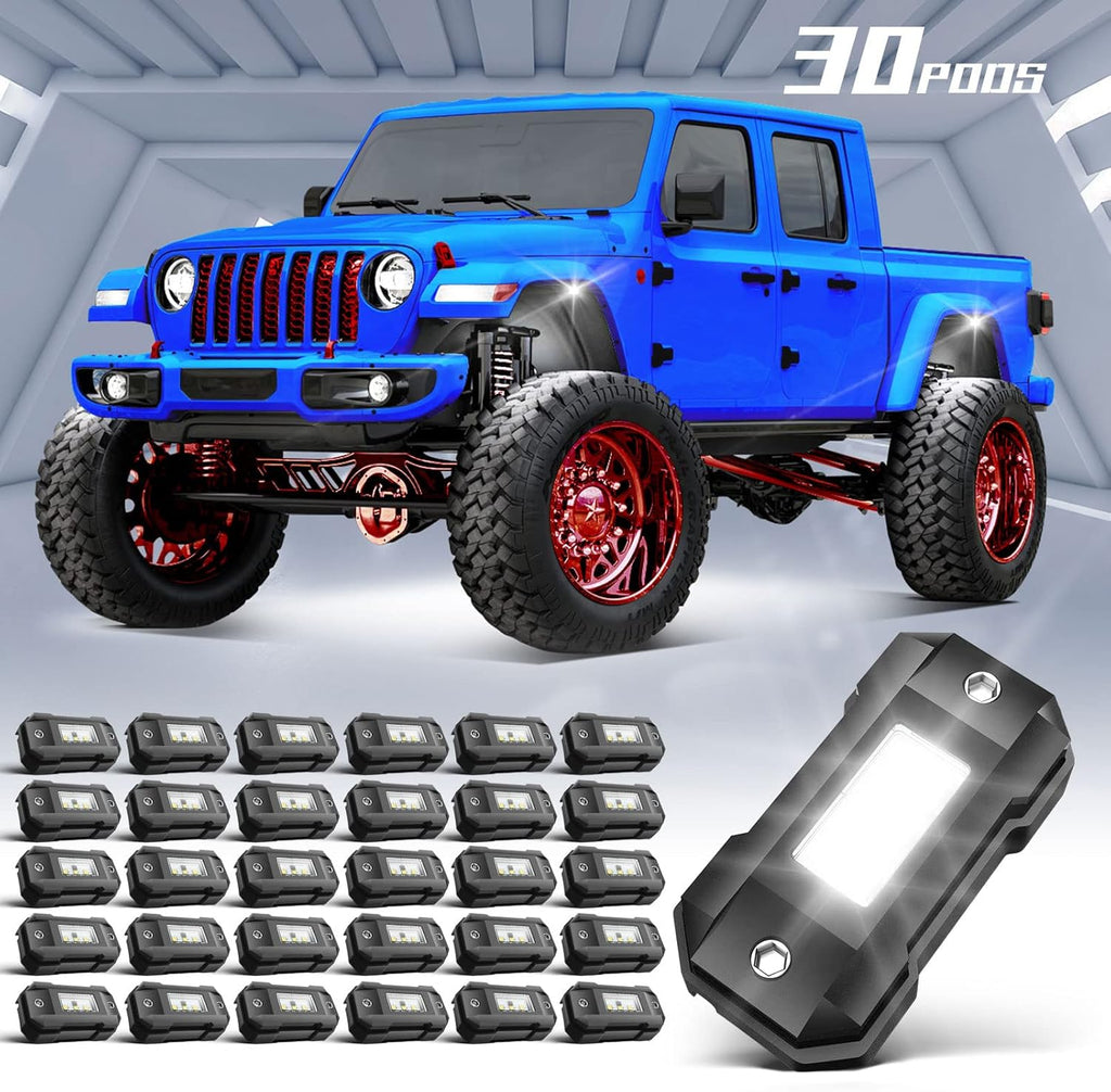 White 12 Pod Waterproof LED Rock Lights H2224