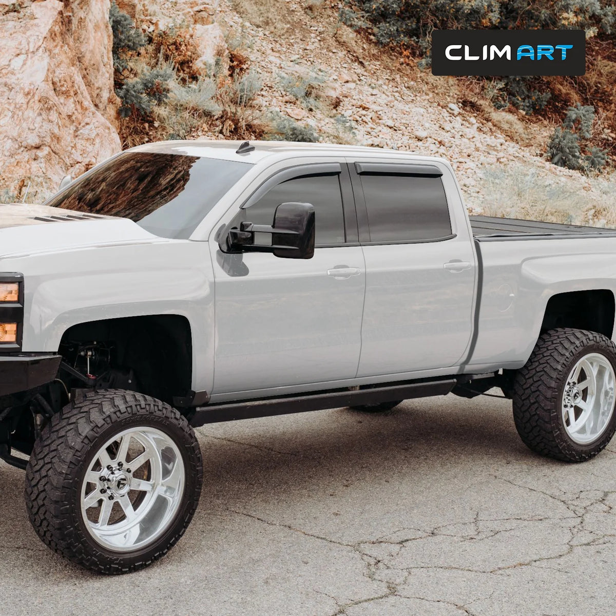 Rain Guards for Chevrolet Silverado 2014-2018 Crew Cab, Tape-on Window Deflectors, 4 pcs. W872637