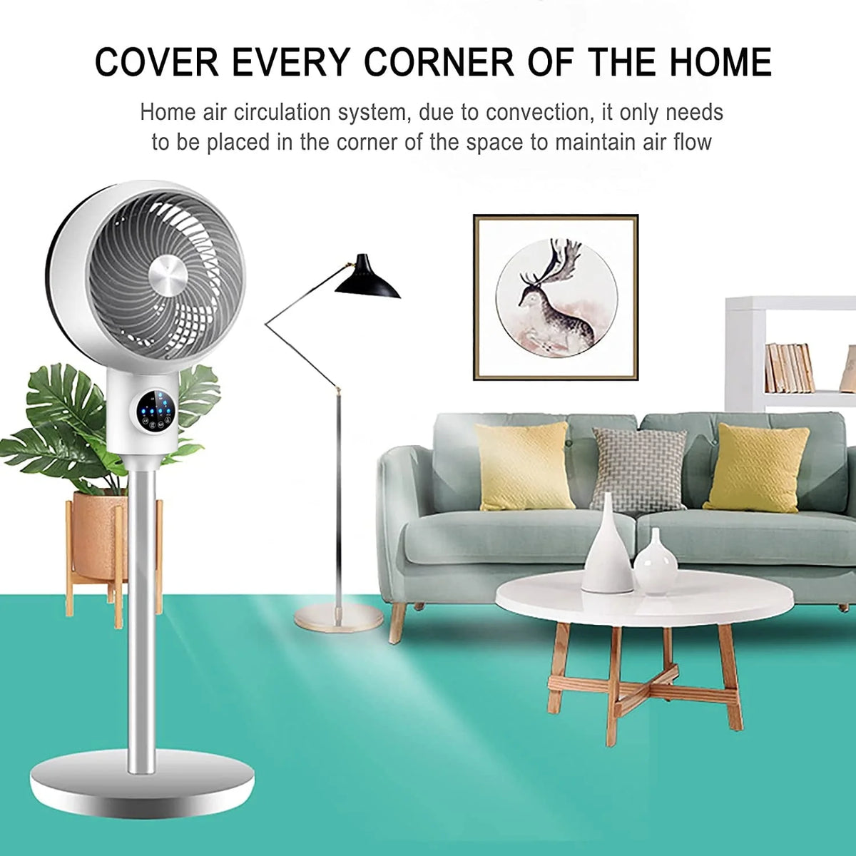 Electric Fan Floor Standing Swing Head Air Circulation Fan Remote Control D4425