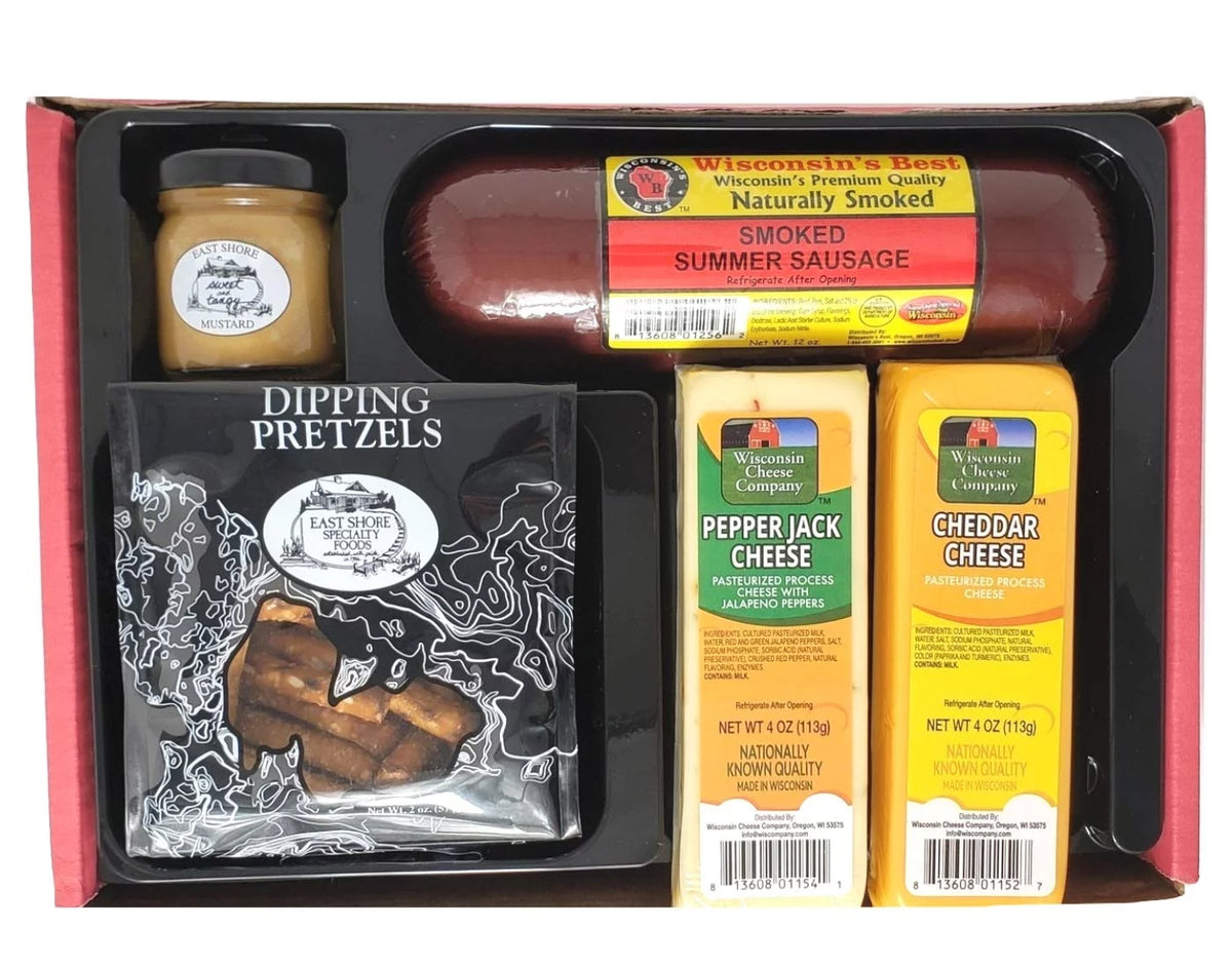 Classic Man Snack Gift Basket Summer Sausage Wisconsin Cheese E25241