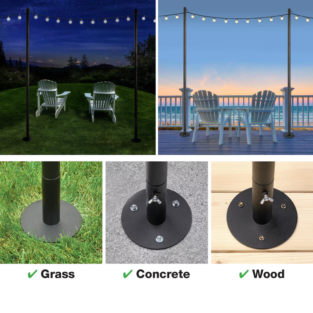 Bistro String Light Poles 4 Pack Extends to 10 Feet B50808