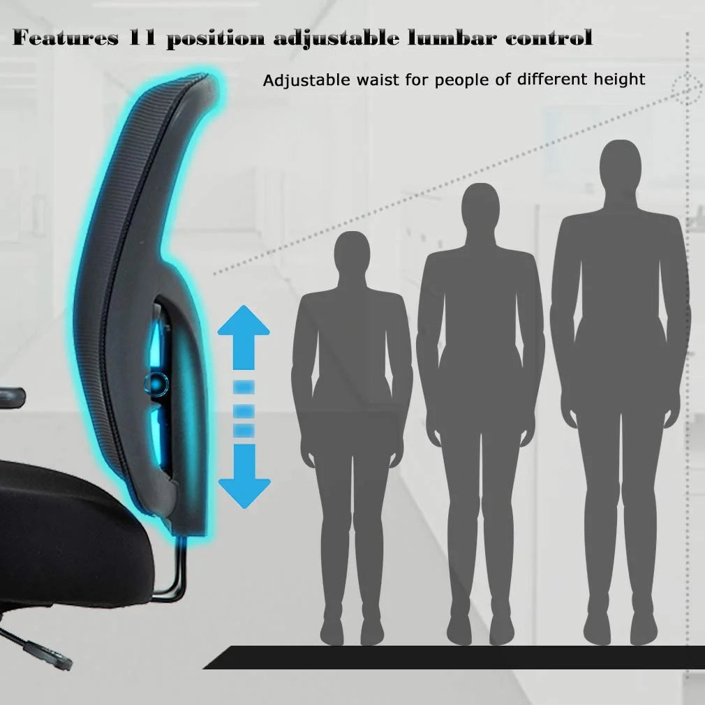 Black Mesh Ergonomic Office Chair 400 lbs with Wheels and Adjustable Arms Y86142