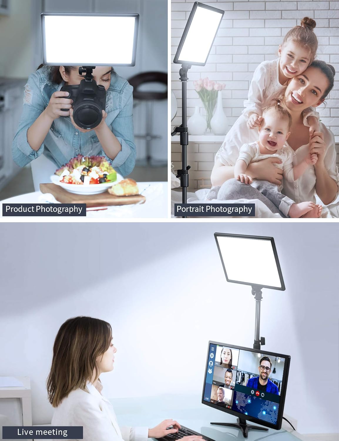 LED Video Soft Light Panel, Dual Rechargeable Battery, Dimmable 3200K-5600K, CRI95+, Pack of 2 G63885