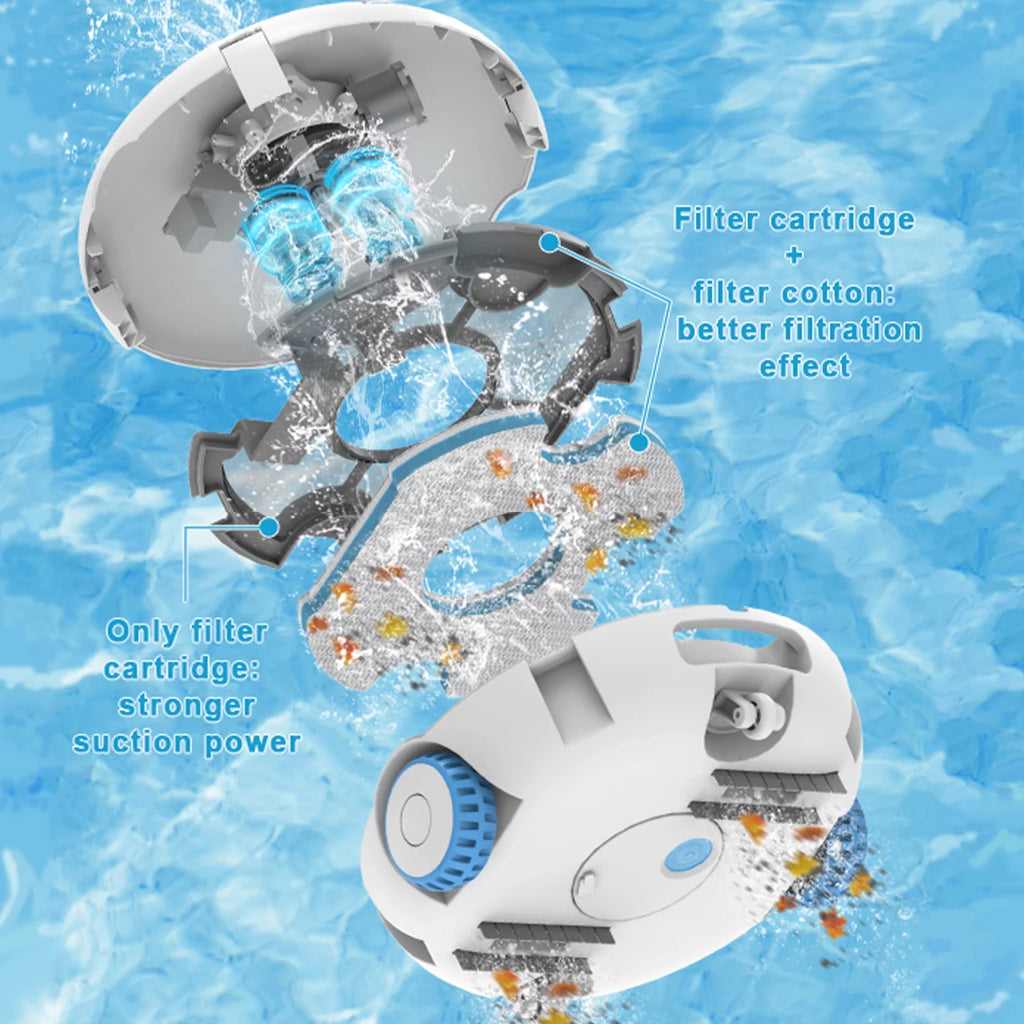 Cordless Robotic Pool Vacuum Cleaner 7500mAh Rechargeable IPX8 Waterproof O311