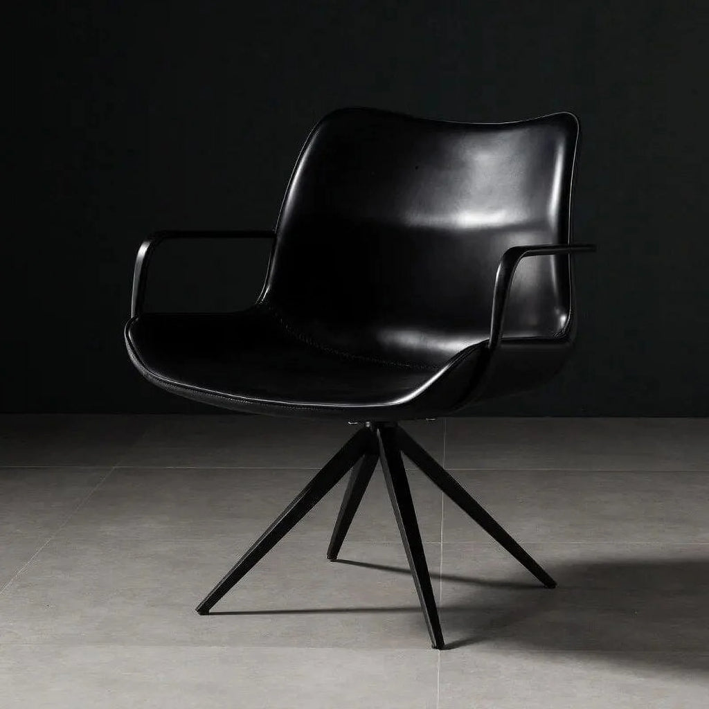 Nordic Retro Leisure Office Chair Leather Armchair Swivel Chair W830314